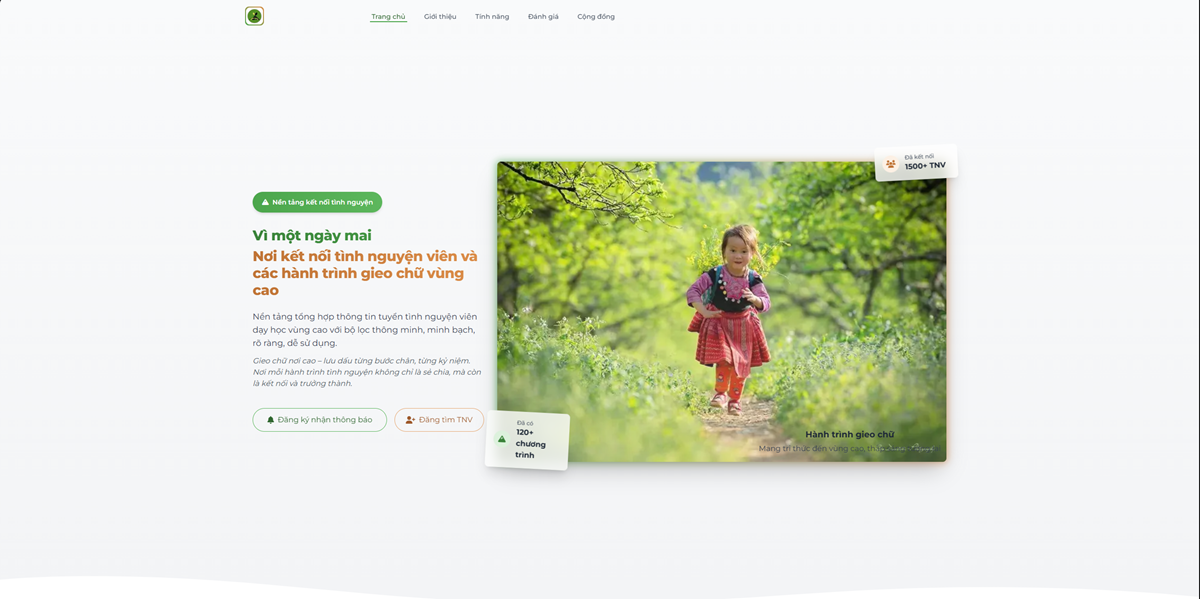 Mẫu website Vì Một Ngày Mai — Nền tảng kết nối tình nguyện